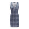 TIY Clothing Vintage Plaid Pattern Women V Neck Sleeveless Casual Mini Dress TIY