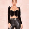 TIY Clothing Vintage Square Neck Long-sleeve Zipper Pattern Cropped Blouse TIY