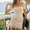 TIY Clothing Vintage Square Neck Short Sleeve White Mini Dress TIY