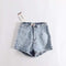 TIY Clothing Vintage Style Stone-washed High-waisted Figure Flattering Denim Shorts TIY