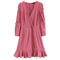 TIY Clothing Vintage Style Women Solid Color Long Sleeves V Neck Flouncing Hemline Dress TIY