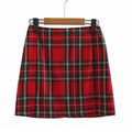 TIY Clothing Vintage Women High-waisted Side-slit Plaid Print A-line Skirt TIY