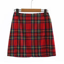 TIY Clothing Vintage Women High-waisted Side-slit Plaid Print A-line Skirt TIY