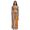TIY Clothing Vintage Women Multicolor Stripes Pattern Three-piece Outfit Set TIY