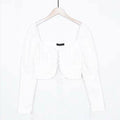 TIY Clothing Vintage Women Sexy Square Neck Long-sleeve Lace-up Design Crop Top TIY