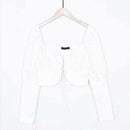 TIY Clothing Vintage Women Sexy Square Neck Long-sleeve Lace-up Design Crop Top TIY