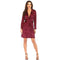 TIY Clothing Vintage Women Solid Color Satin Fabric V Neck Long Sleeves Workwear Dress TIY