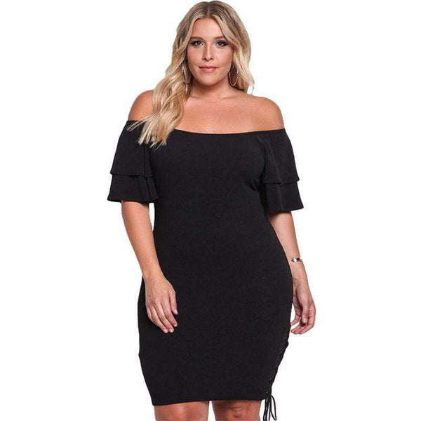 Women Fashion Bright Color Sexy Off-shoulder Design Short Sleeves Dress