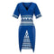 Women Fashion Bright Color Slimming Defined Waist Short Sleeves Dress