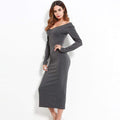 Women's New Fashion Off Shoulder Charming Elegant Evening High Quality Wrap Long Sleeves Maxi Dress
