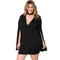 Women Sexy  Deep V Neck Design Solid Color Plus Size Cocktail Dress