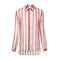 Women Sexy See-through Irregular Chiffon Classic Stripes Print Long Sleeves Blouse