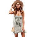 Women Sexy Strapless Flouncing Knotted Plant Print Dress