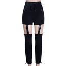 Women Sexy Street Style Sling Design Solid Color Jogger Pants