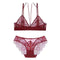 Women Sexy Ultrathin Triangle Pattern Lace Wireless Bra Set