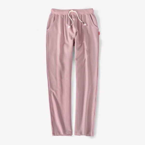 Women Simple Solid Color Loose Pattern Drawstring Cotton Pants