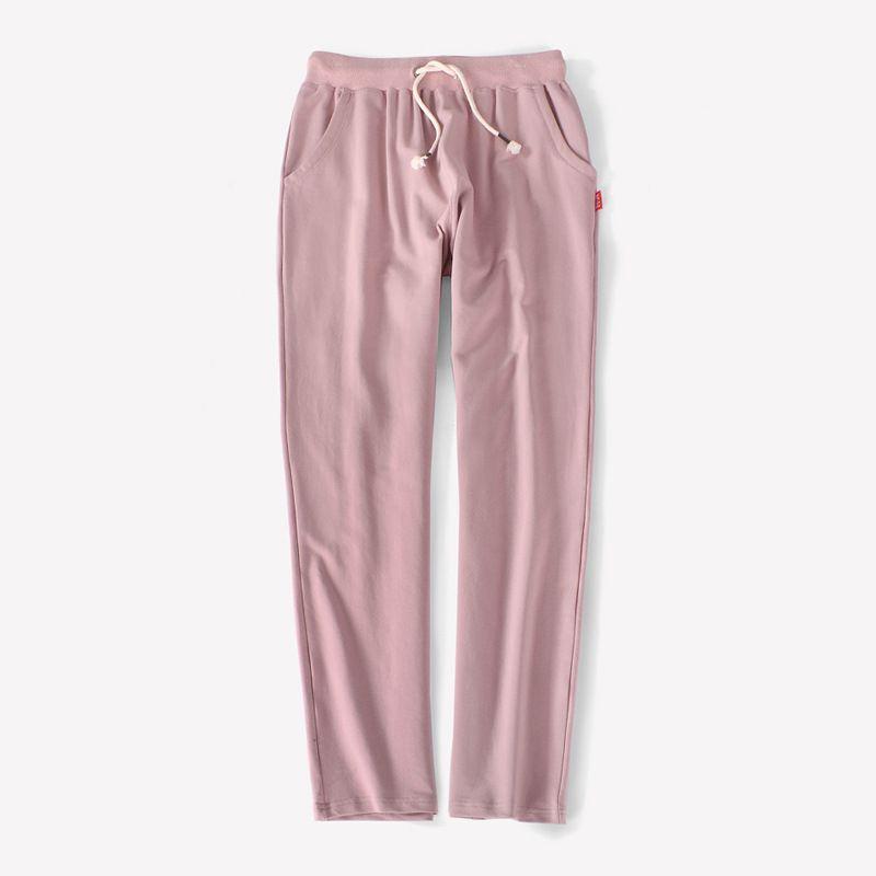Women Simple Solid Color Loose Pattern Drawstring Cotton Pants