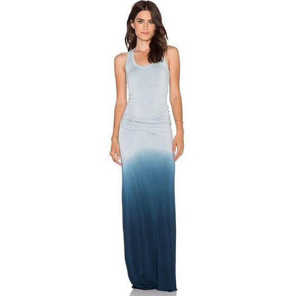 Women Slimming Pattern Unique Gradient Color Design Casual Style Long Dress