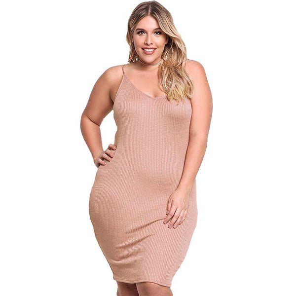 Women Solid Color Casual Style Plus Size Slimming Tight Dress