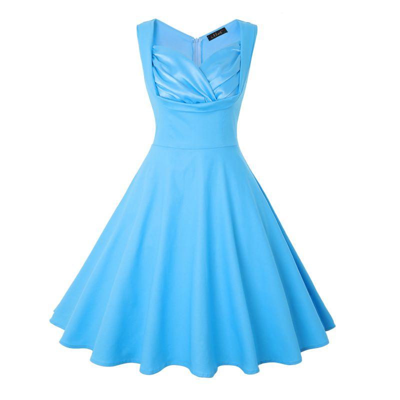 Women Solid Color Defined Waist Design Sleeveless Curvy Dress