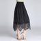 Women Solid Color Double Layer Irregular Hemline Lace Skirt