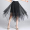 Women Solid Color Double Layer Irregular Hemline Mesh Skirt