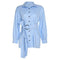 Women Solid Color Lace-up Defined Waist Shirt Dress
