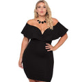 Women Solid Color Party Wear Flouncing Off-shoulder Cocktail Dress