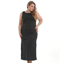 Women Solid Color Sleeveless Ankle-length Dress