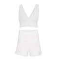 Women Solid Color V Neck Ruffled Tank Top Loose Shorts Set