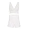 Women Solid Color V Neck Ruffled Tank Top Loose Shorts Set