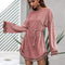 Women Solid Color Vintage Style Plus Size Loose Pattern Velvet Dress