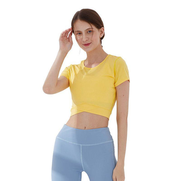 Women Sportswear Quick-dry Bright Color Cropped Tee