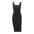 Women Square Neck Solid Color Figure Flattering Knit Sundress