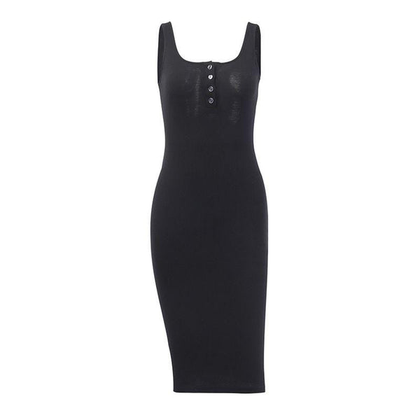 Women Square Neck Solid Color Figure Flattering Knit Sundress