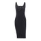Women Square Neck Solid Color Figure Flattering Knit Sundress