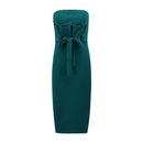 Women Strapless Unique Ruffled Bowknot Decor Back-slit Elegant Party Dress