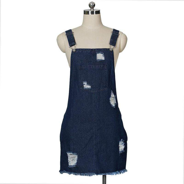 Women Street Style Casual Ripped Pattern Denim Overalls