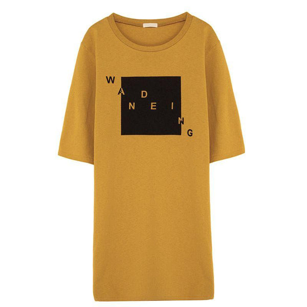 Women Street Style Loose Pattern Half-sleeve T-shirt Dress