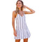 Women Summer Classic Stripes Print Patchwork Fishtail Hemline Slip Dress