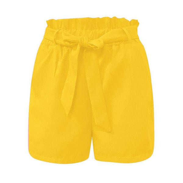 Women Summer Hot Sale Bright Color Ruffled Lace-up Design Casual Shorts