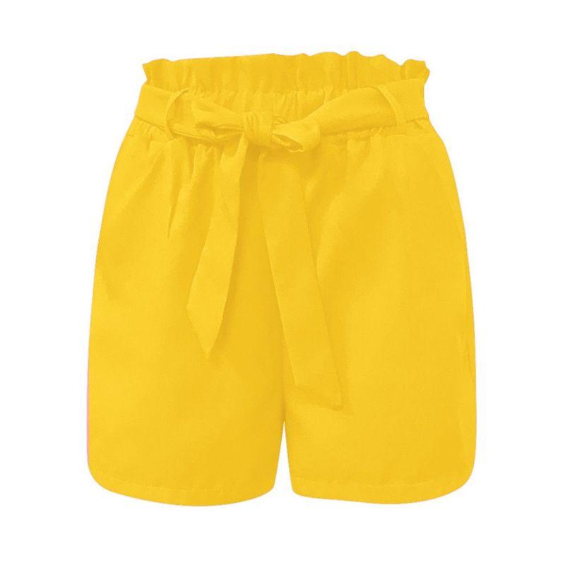 Women Summer Hot Sale Bright Color Ruffled Lace-up Design Casual Shorts