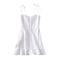 Women Summer Spaghetti Strap Plaid Pattern Flouncing Mini Dress