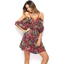 Women Summer Vacation Floral Printed Dolman Sleeves Casual Dress