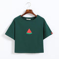 Women Summer Watermelon Design Short-sleeve Cotton Cropped Top