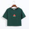Women Summer Watermelon Design Short-sleeve Cotton Cropped Top