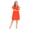 Women Sweet Flouncing Cool Shoulder Design Solid Color Casual Dress