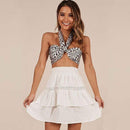 Women Sweet Plain Color Lace Patchwork Layered Skirt