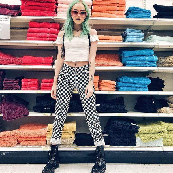 Women Vintage Plaid Pattern Autumn Winter Hot Sale Casual Pants