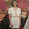 Women Vintage Plain Color Lace-up Puff Sleeve Pleated Fabric Two-piece Set